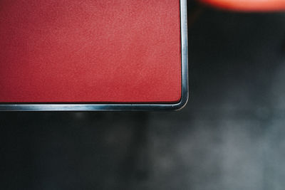 Close-up of red train