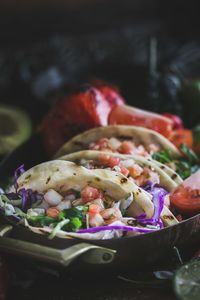 Close-up of chopped fruits in bowl