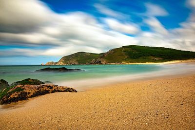 Scenic view of beach against sky
