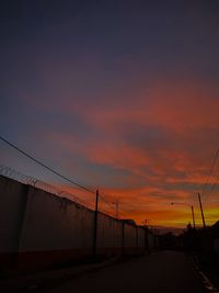 Road against sky during sunset