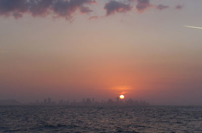 Scenic view of seascape during sunset