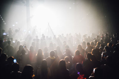 High angle view of people in concert