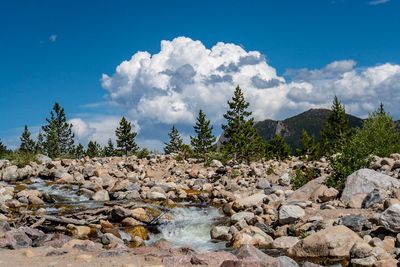 Scenic view of rocks against sky