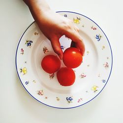 Directly above shot of person hand on plate