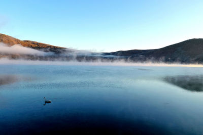 Scenic view of lake against clear sky