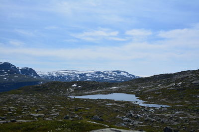 Scenic view of mountains against sky