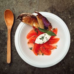 Close-up of meal served in plate