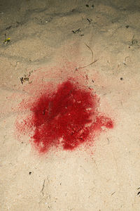 High angle view of sand on beach