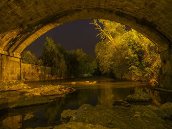 Scenic view of lake by trees against sky
