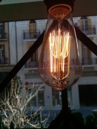 Close-up of illuminated lamp