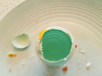 High angle view of dessert on table