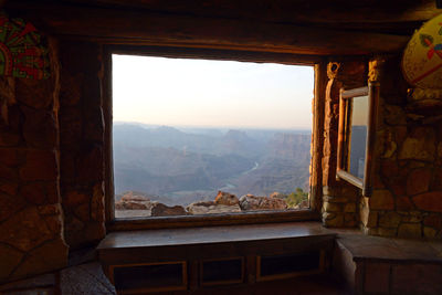 Buildings seen through window