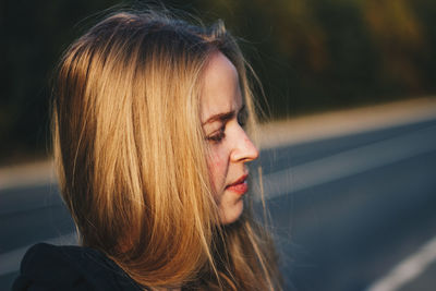 Close-up portrait of a young woman