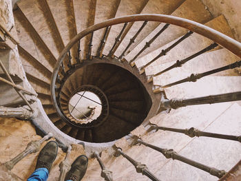 High angle view of spiral staircase