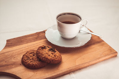 High angle view of coffee on table