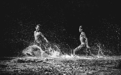 People splashing water