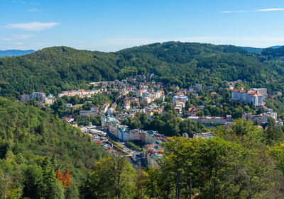 High angle view of townscape against sky