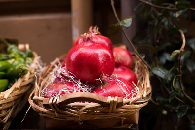 Close-up of strawberries in basket