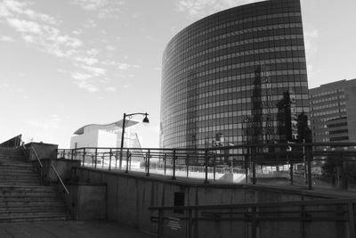 Low angle view of modern buildings against sky