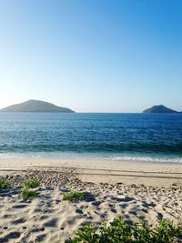 Scenic view of sea against clear sky