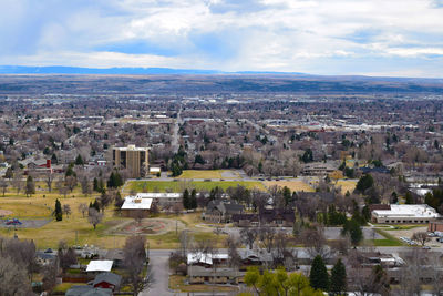 High angle view of townscape against sky