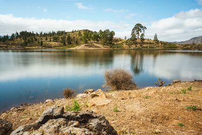 Scenic view of lake against sky