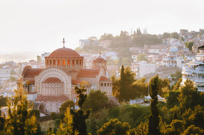 High angle view of st paul church in city