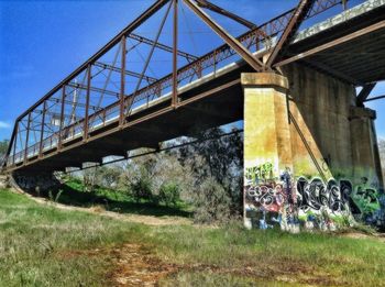 Bridge over river against blue sky