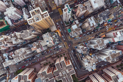 High angle view of buildings in city