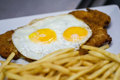 Close-up of breakfast served on plate