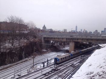 Railroad tracks in city