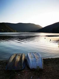 Scenic view of lake against clear sky