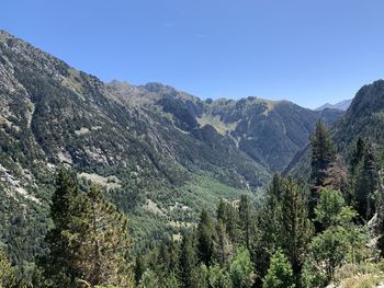 Scenic view of mountains against clear sky