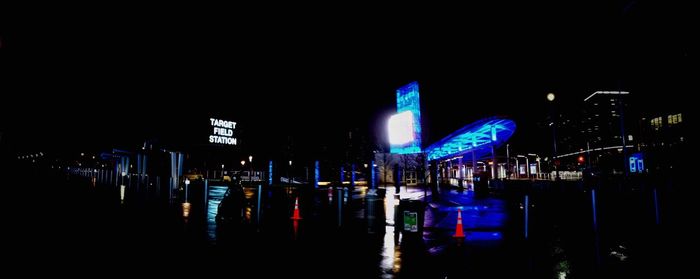 View of illuminated city at night