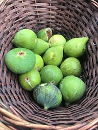 High angle view of fruits in basket