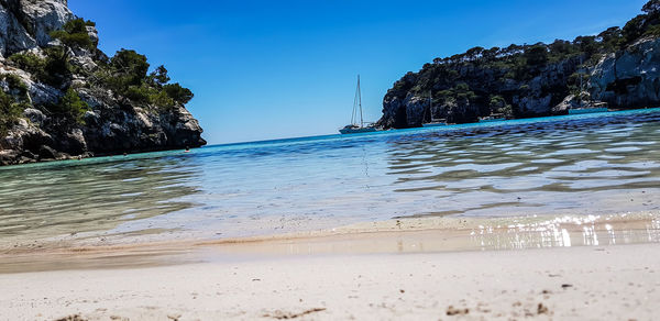 Scenic view of sea against clear sky