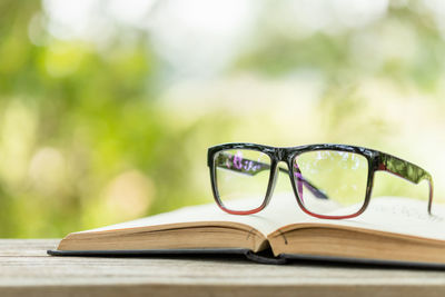 Close-up of sunglasses on table