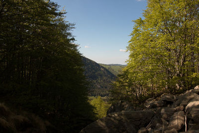 Scenic view of mountains against clear sky