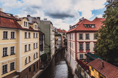 Canal amidst buildings against sky