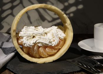 Close-up of food in plate on table