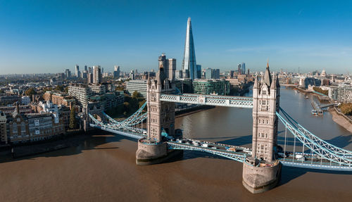 Aerial panoramic cityscape view of london and the river thames