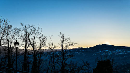 Scenic view of mountains against clear sky