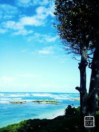 Scenic view of sea against cloudy sky