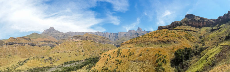 Panoramic view of mountains against sky