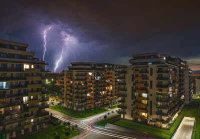 Stormy weather with lightnings in the city of cluj-napoca.