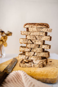 Close-up of cookies on cutting board