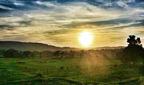 Scenic view of landscape against cloudy sky