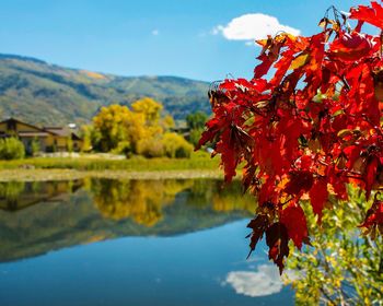 Scenic view of lake against sky