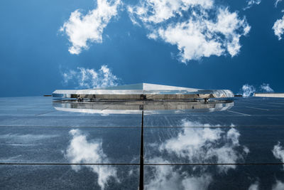 Directly below shot of modern building against sky