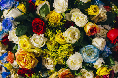 Full frame of colorful flowers in market